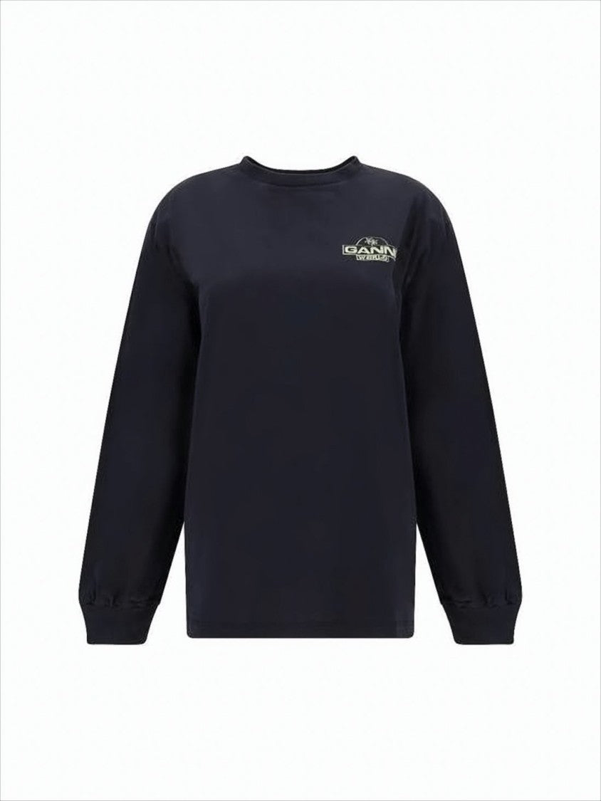 Ganni Relaxed-Fit Long-Sleeve Cotton Sweatshirt With Graphic Prints
