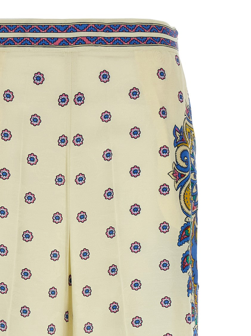 Etro Silk Blend Palazzo Pants With Jacquard Roses