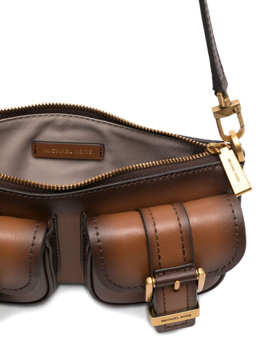 Michael Kors Rectangular Leather Shoulder Bag With Gold-Tone Accents
