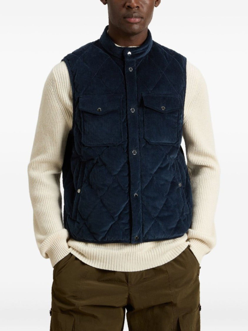 Woolrich Quilted Corduroy Jacket With Stand Collar