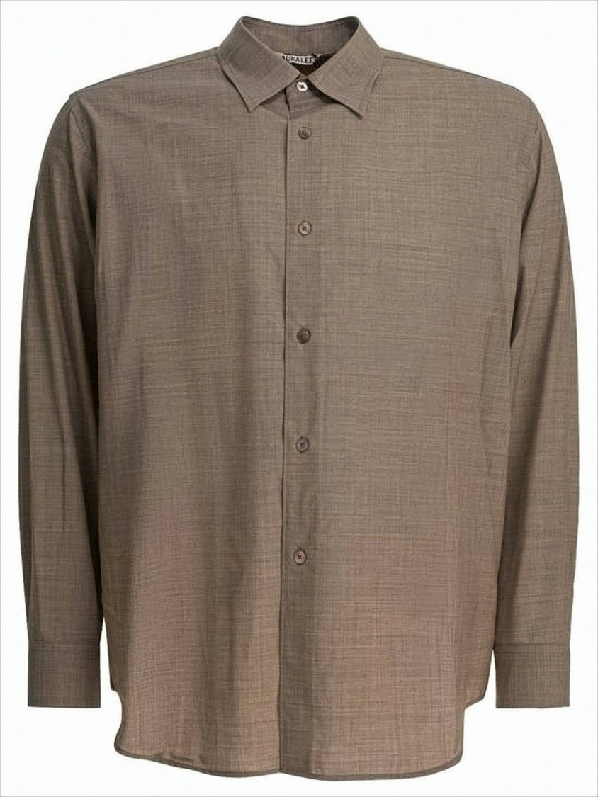 Auralee Relaxed Fit Wool Long-Sleeve Shirt