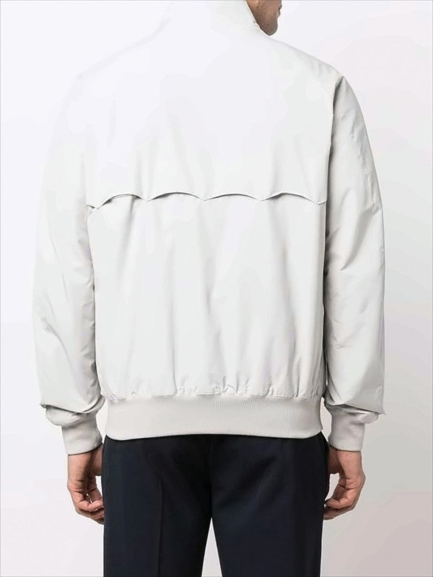 Baracuta Lightweight White Baracuta Jacket With Classic Design And Tartan Lining