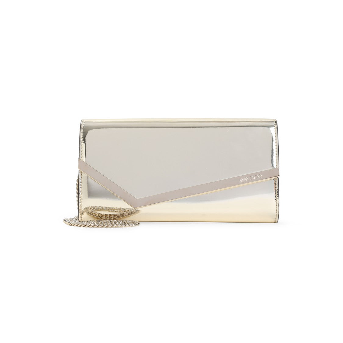 Jimmy Choo Rectangular Clutch Bag In Mirror Gold Leather