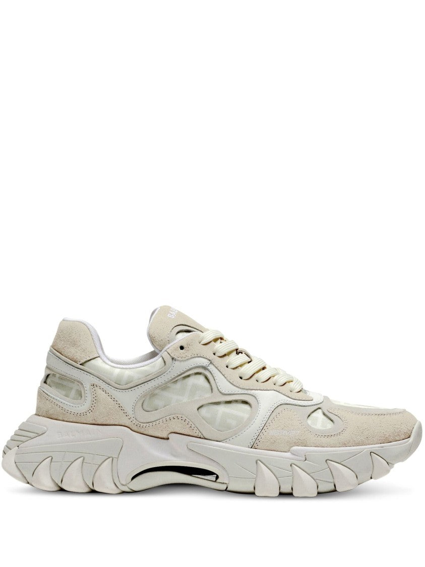 Balmain Trainers Combining Suede And Nylon With Sole