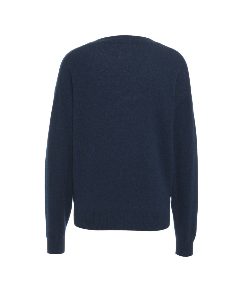 Crush V-Neck Cashmere Sweater With Ribbed Details