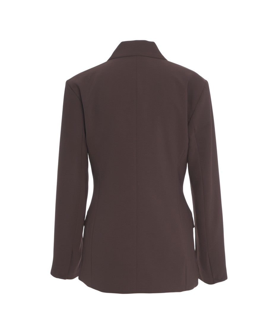 Second Female Structured Single-Button Blazer In Rich Brown