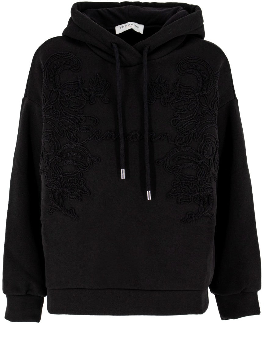 Ermanno Firenze Black Hooded Sweatshirt
