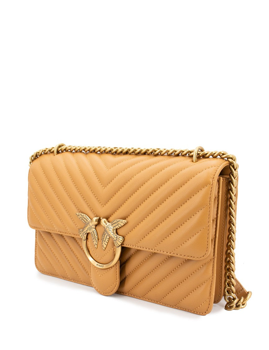 Pinko Chevron Quilted Nappa Leather Shoulder Bag