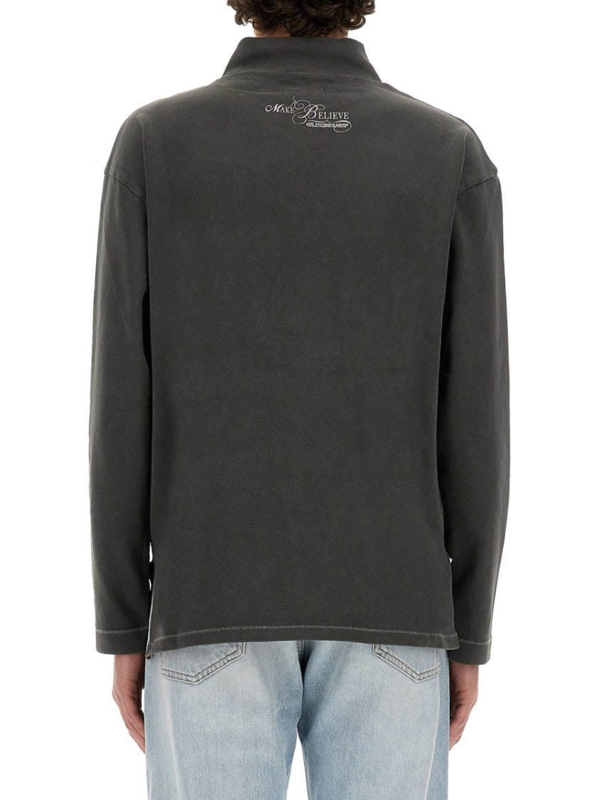 Erl Print T-Shirt With High Neckline And Long Sleeves