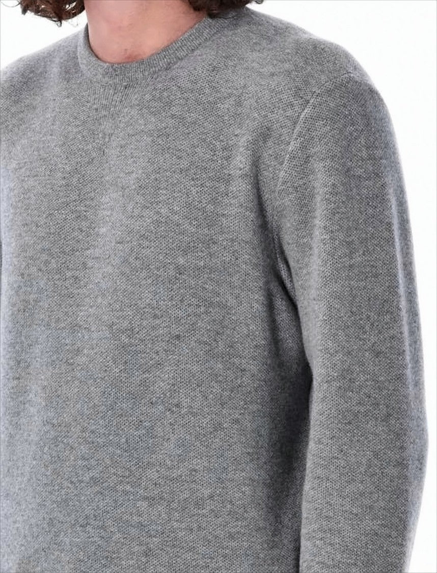 Thom Browne Textured Knit Sweater With Vertical Tricolor Stripe