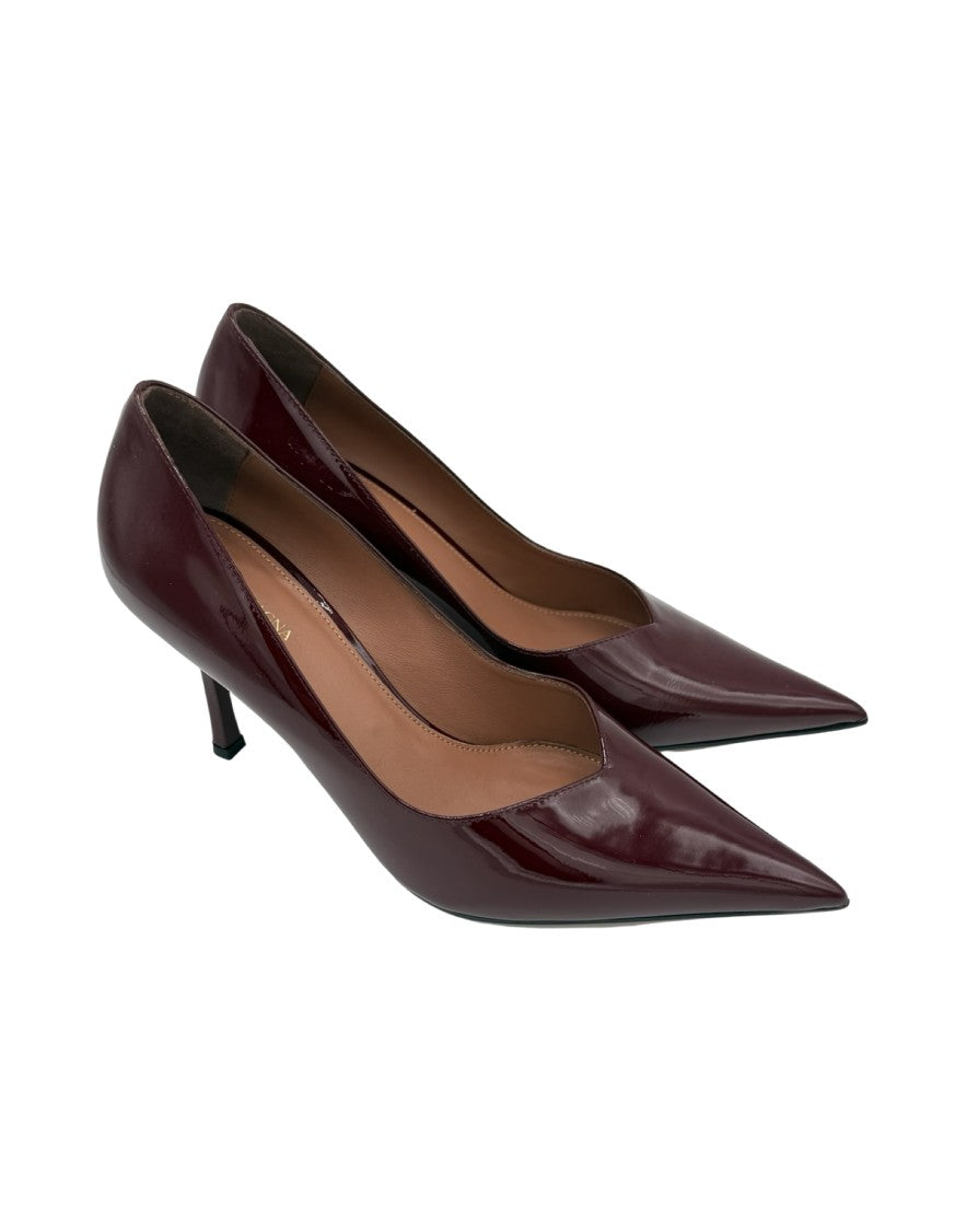 Castagna Pointed-Toe High-Heeled Shoes In Glossy Burgundy Leather