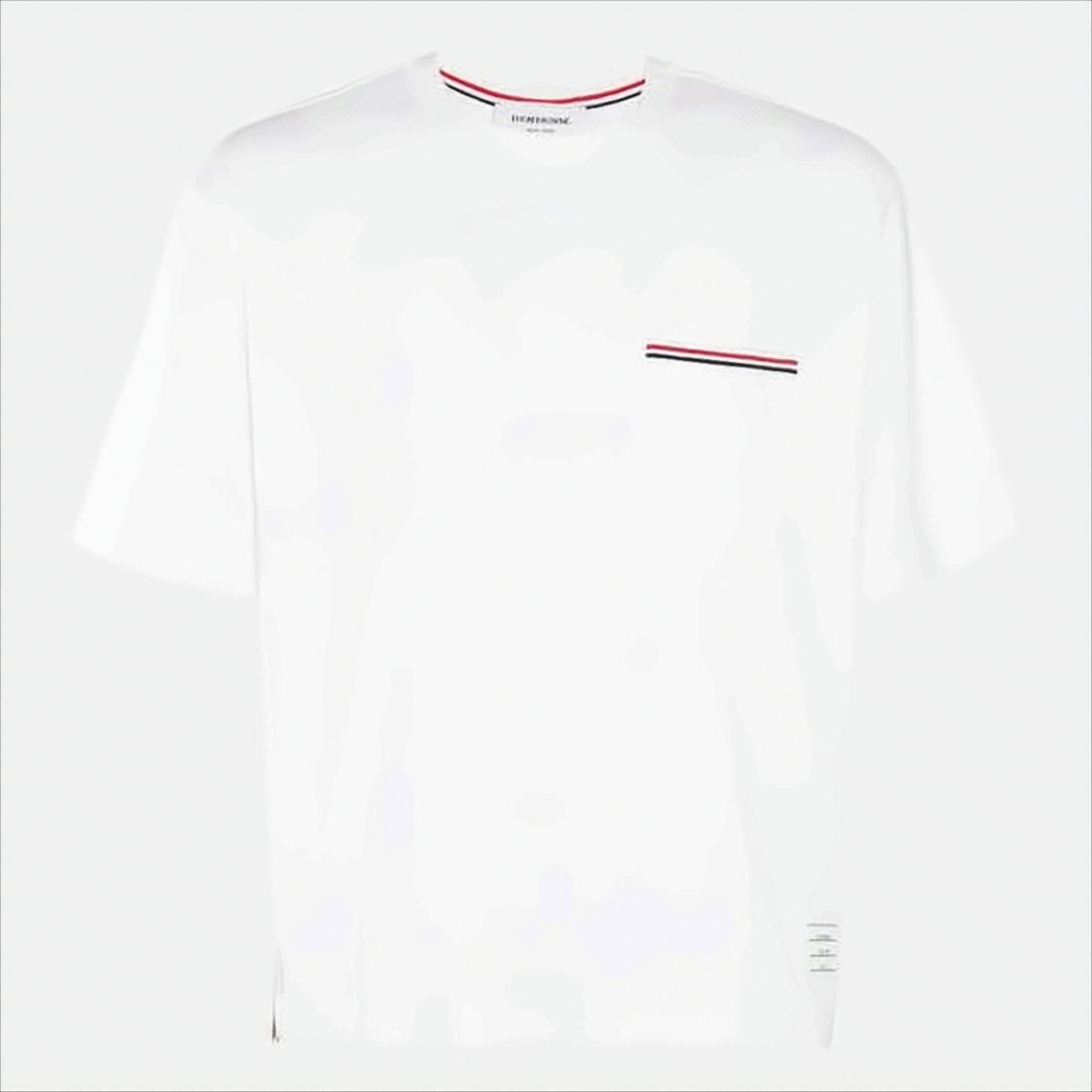 Thom Browne White Short-Sleeve T-Shirt With Striped Pocket Accents