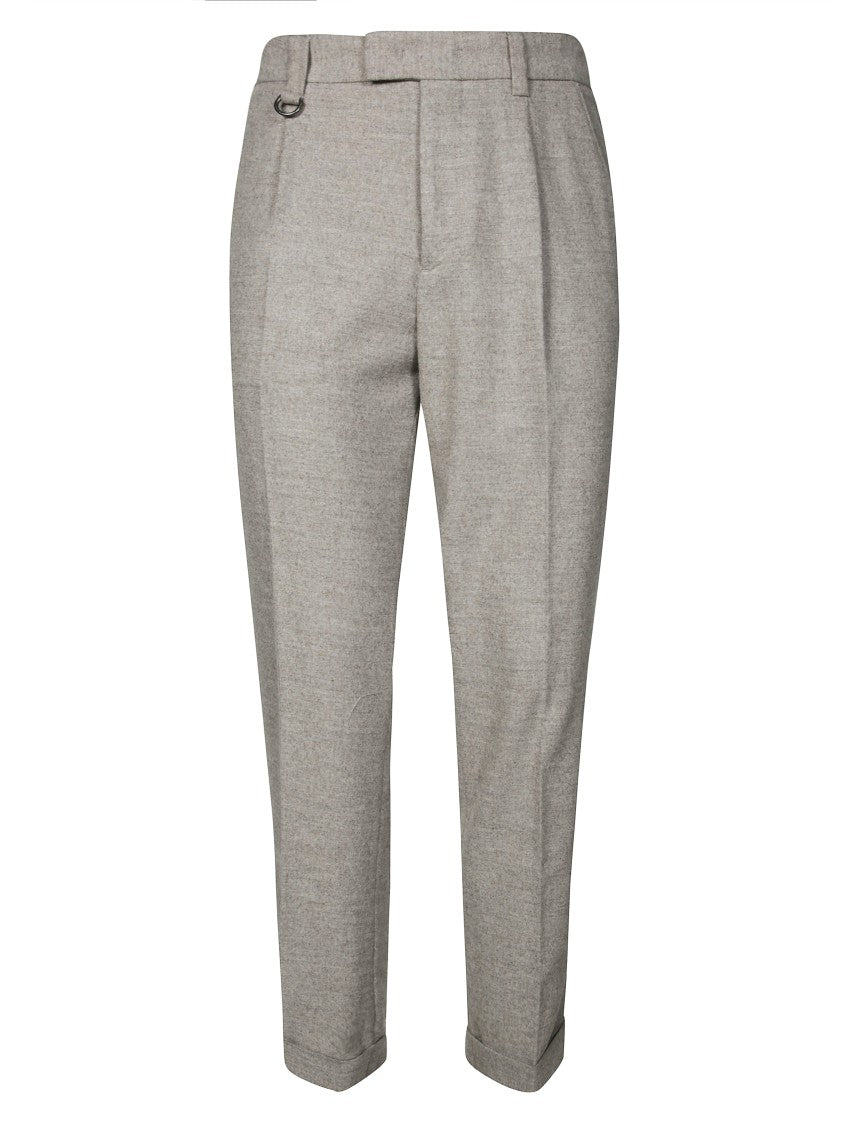 Paolo Pecora Tailored Grey Flannel Pants With Front Pleats