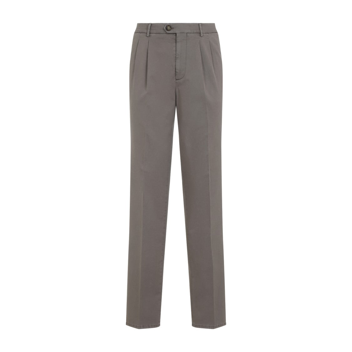 Brunello Cucinelli Tailored Grey Chino Pants With Pleated Waistband
