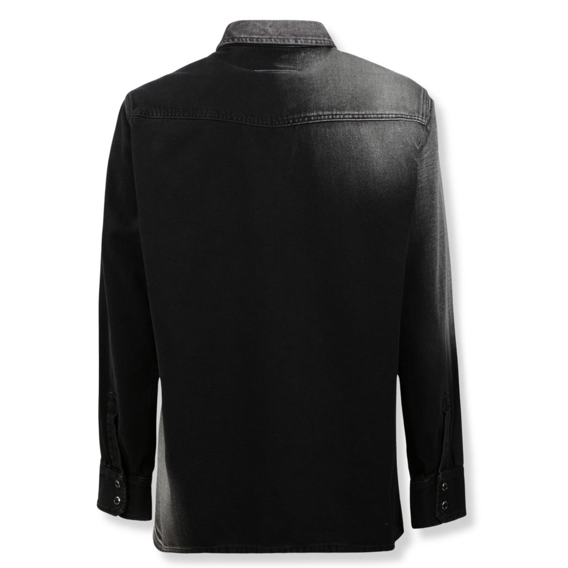 Mm6 By Maison Margiela Washed Denim Shirt With Metal-Tipped Collar