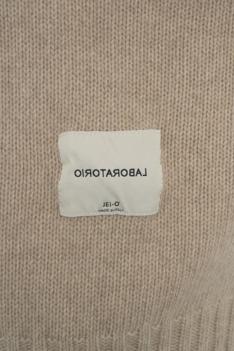Jeio Beige Knit Sweater With Center Stitch Details