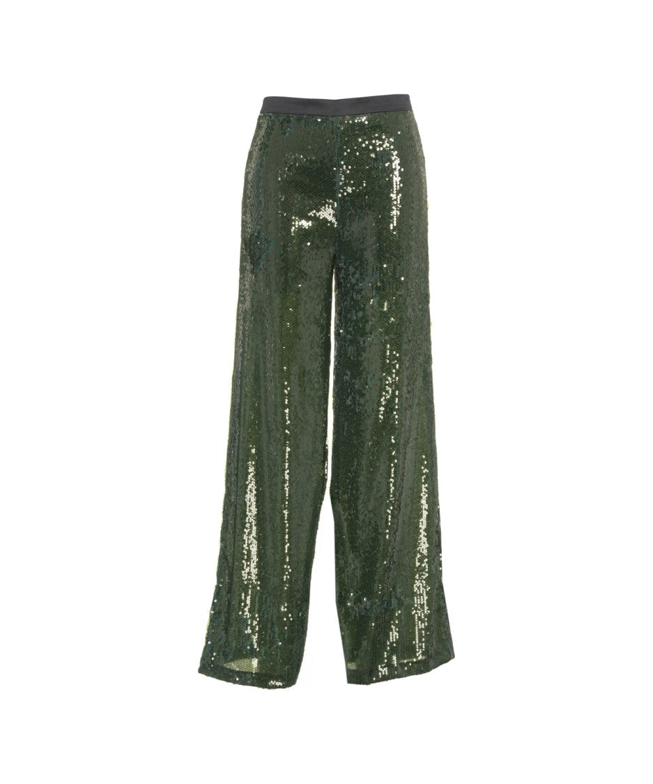 Jucca Sequined Wide-Leg Palazzo Pants With Elastic Waistband