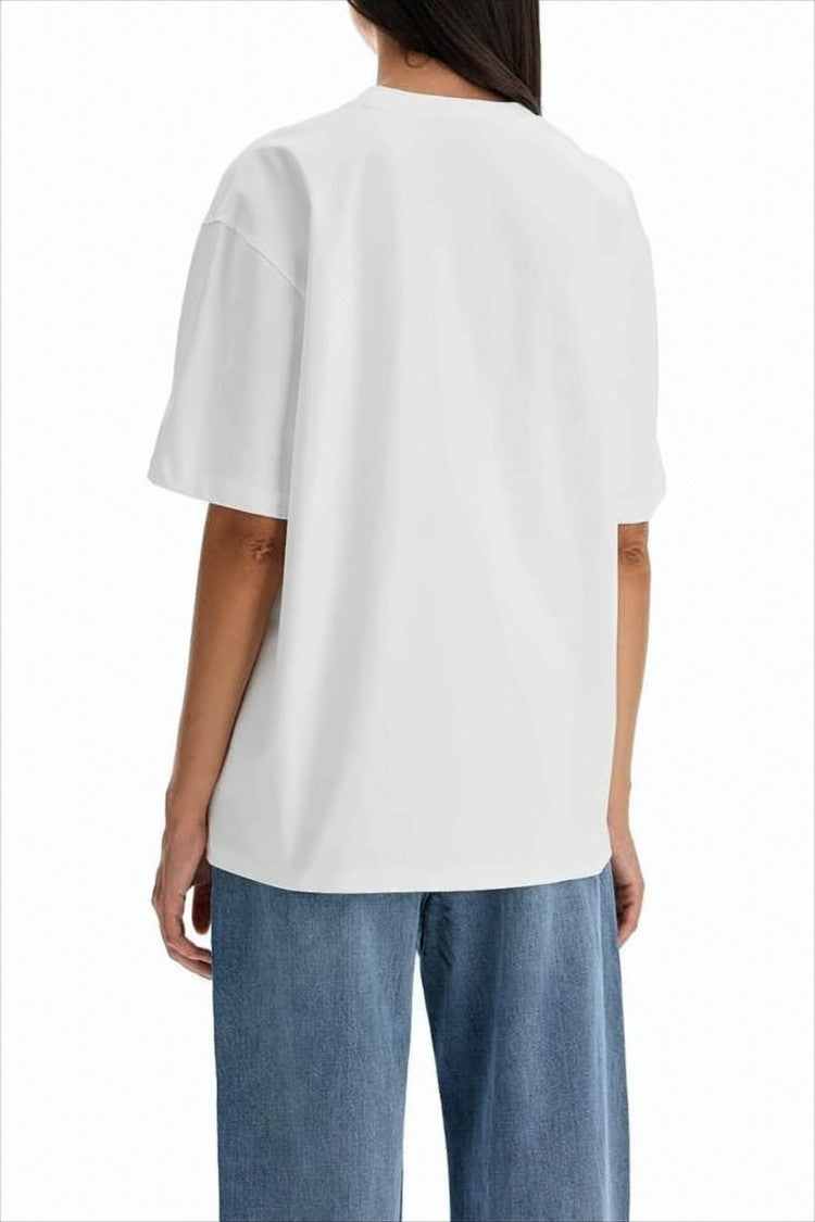 Ganni Relaxed-Fit Short-Sleeve T-Shirt With Heart Embossed Design