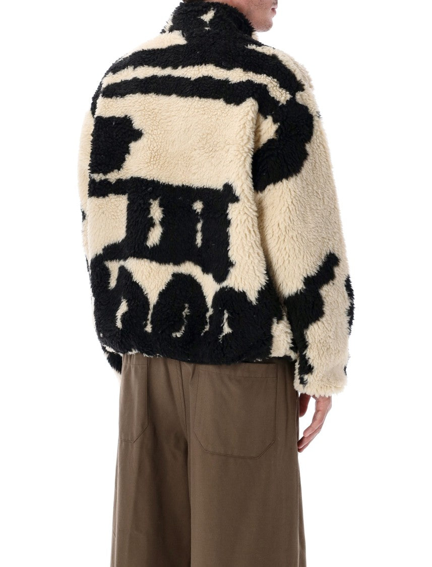 Obey Plush Sherpa Jacket With Front Zipper And Relaxed Fit