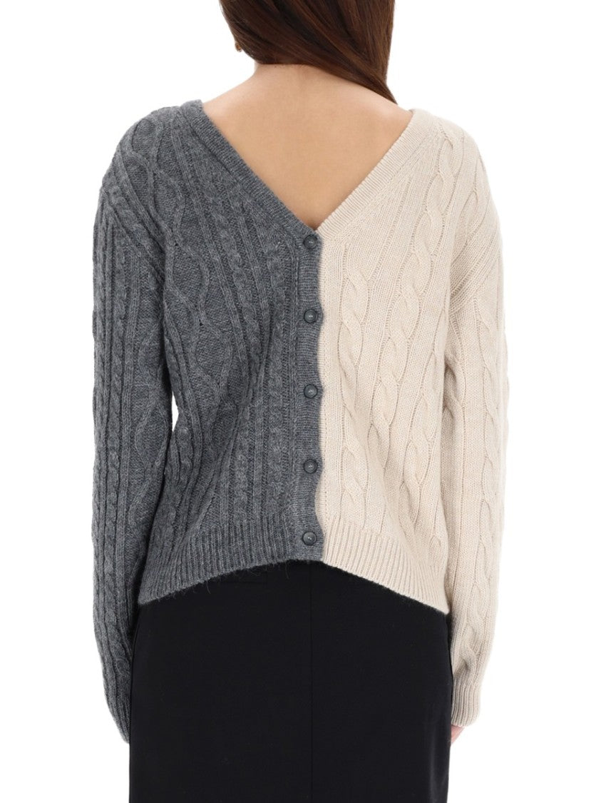 Moschino Two-Tone Cable-Knit Sweater With Reversible Design