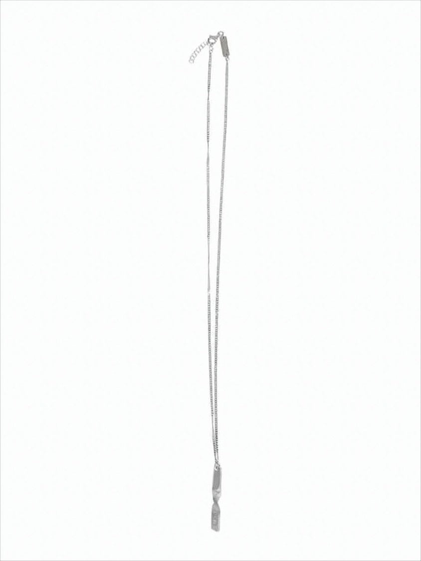 Maison Margiela Silver-Tone Minimalist Necklace With Twisted Pendant Details
