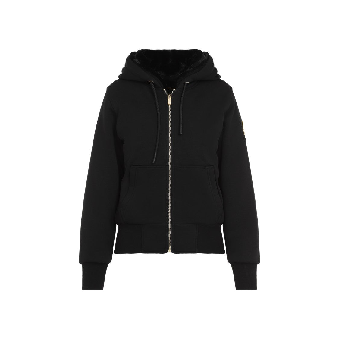 Moose Knuckles Casual Jacket With Plush Hood And Gold Accents