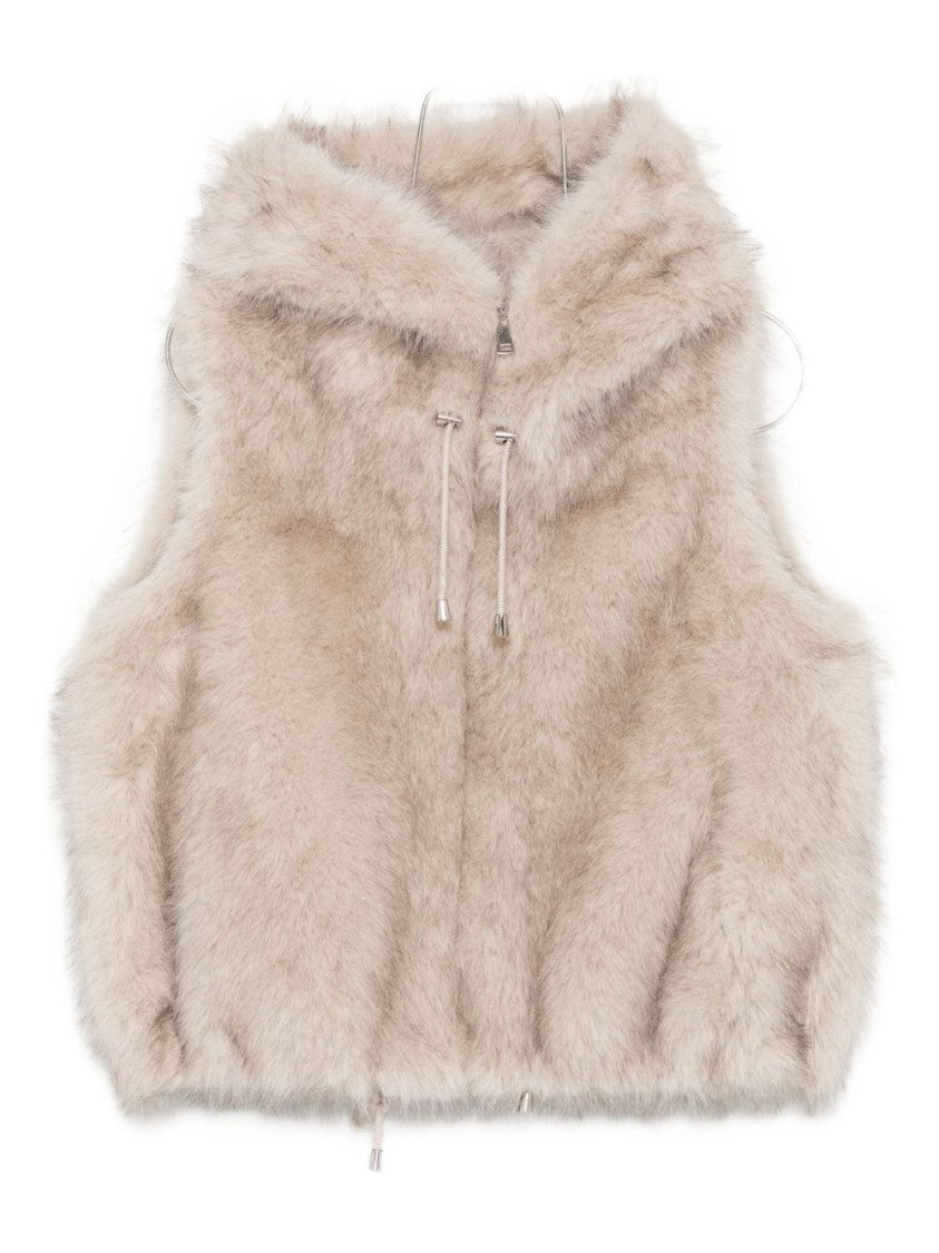 Valentini 1972 Short Sleeveless Coat With Plush Faux Fur