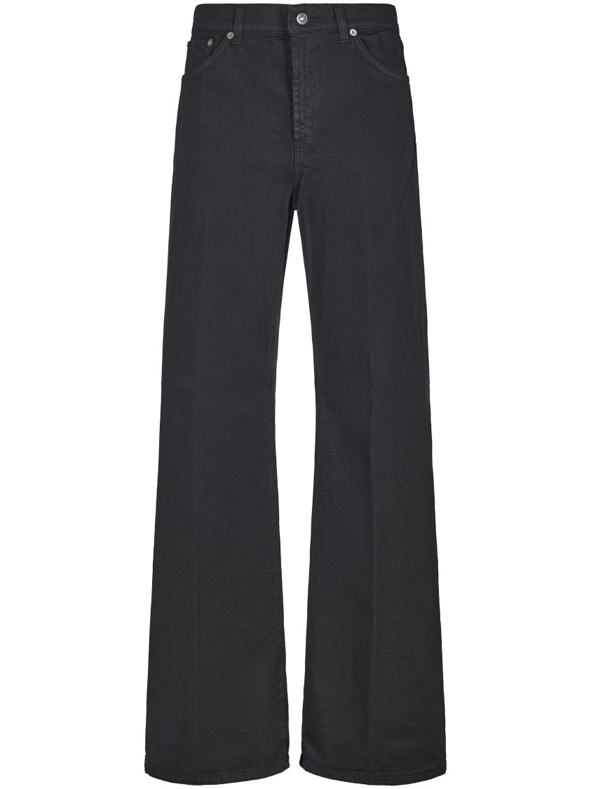 Dondup High-Waisted Black Wide-Leg Trousers