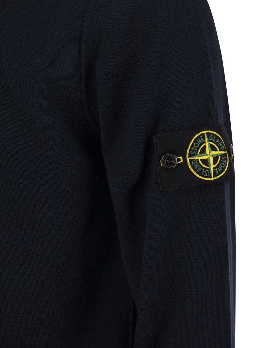 Stone Island Crew-Neck Cotton Jumper With Ribbed Detailing