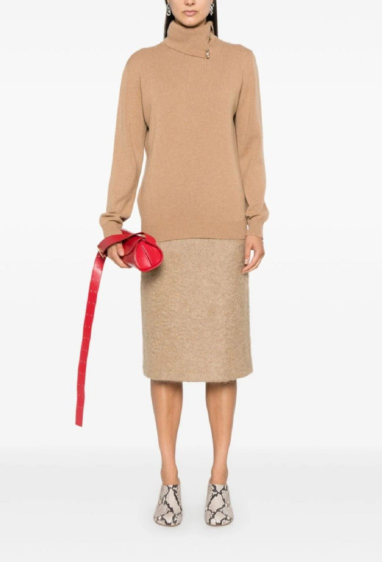 Fabiana Filippi High Neck Wool Knitwear With Button Detail