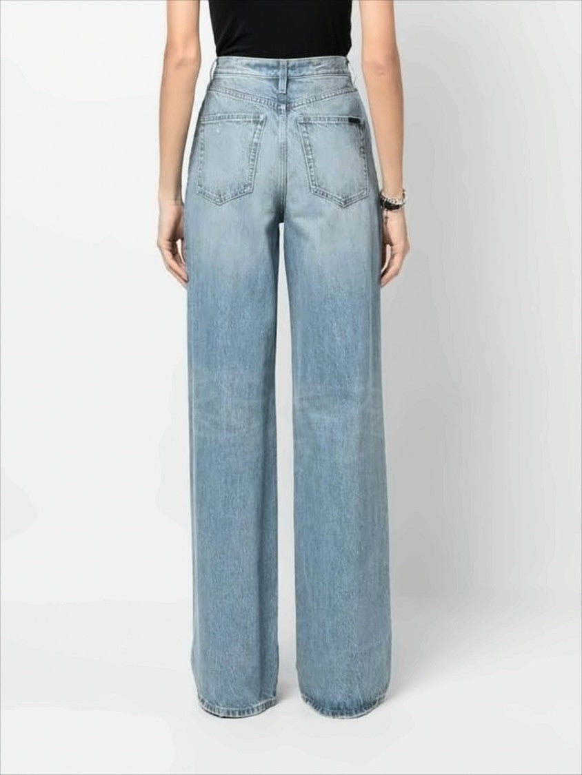Saint Laurent High-Waisted Wide-Leg Denim Pants