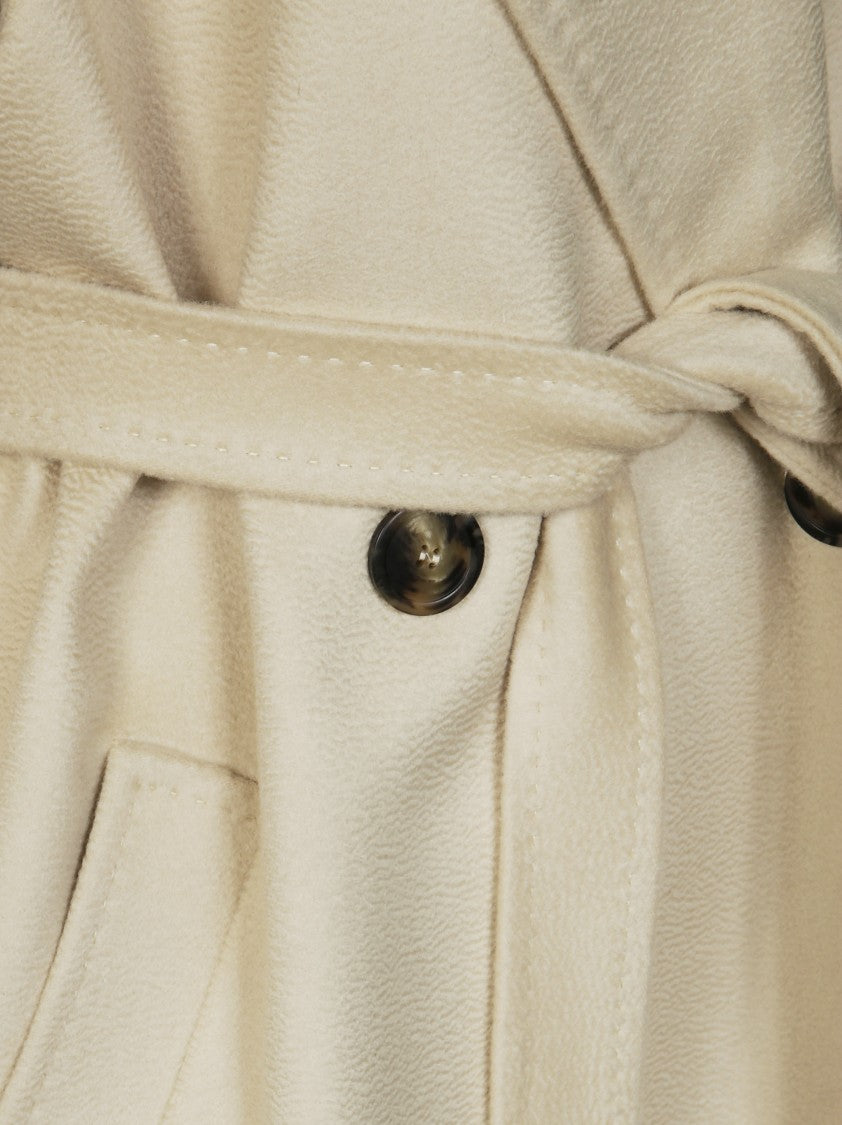 Max Mara Tailored Neutrals Resin-Covered Long Coat With Wide Lapel