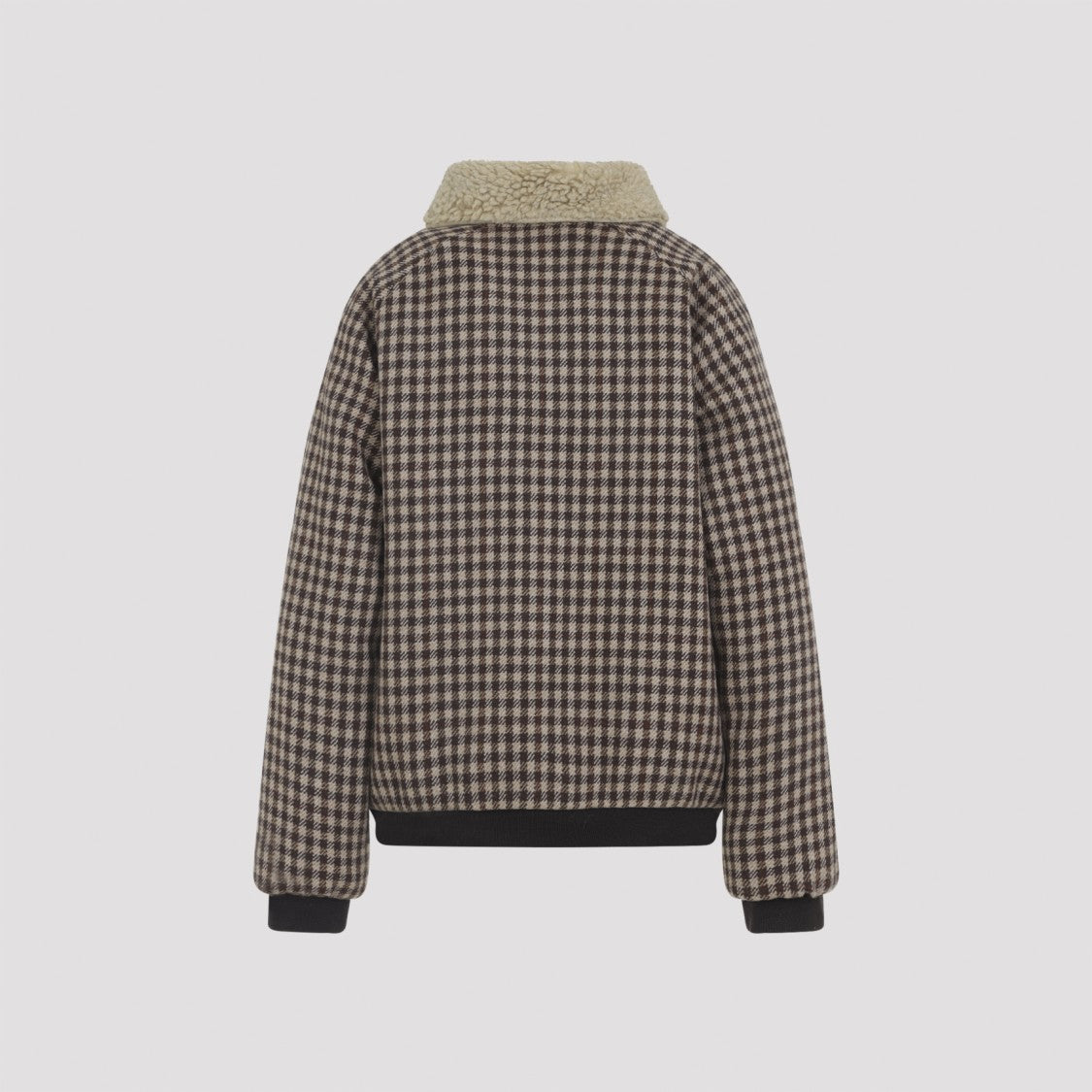 Miu Miu Classic Checkered Jacket With Sherpa Collar