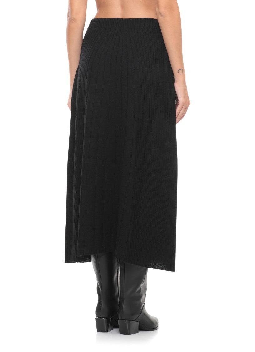 D. Exterior Black Cashmere And Wool Skirt