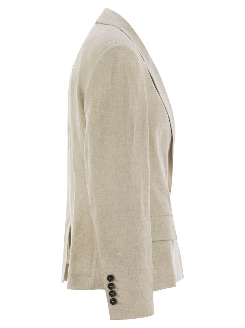 Brunello Cucinelli Sparkling Linen Canvas Jacket With Jewellery