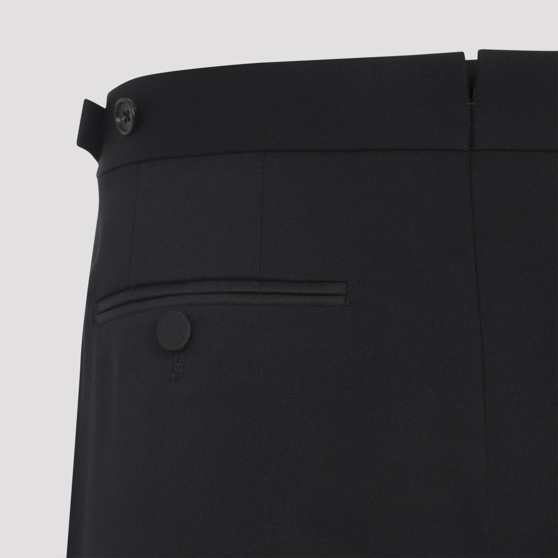 Tom Ford Tailored Black Wool Trousers With Adjuster Tabs