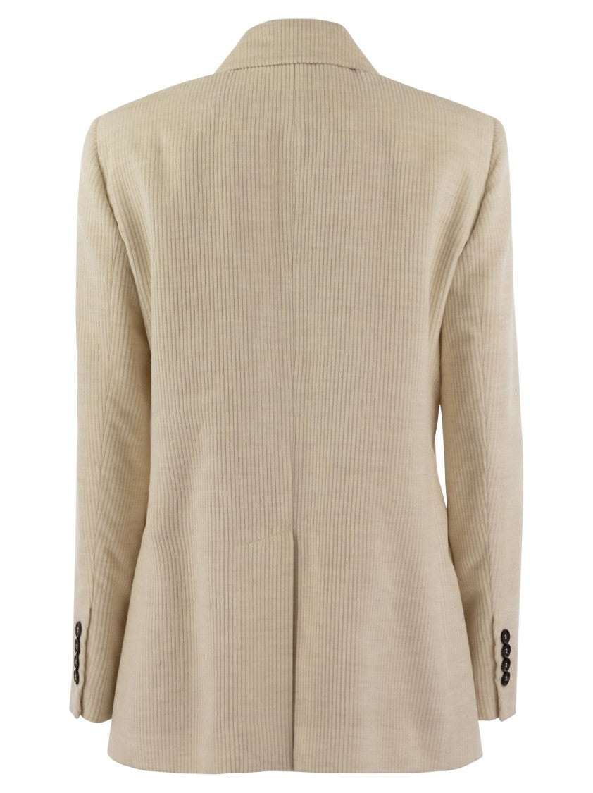 Brunello Cucinelli Viscose And Cotton Corduroy Jacket With Necklace