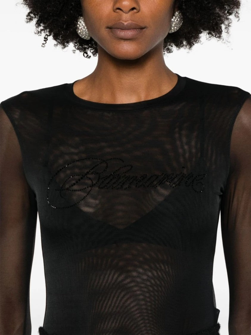 Blumarine Tulle T-Shirt  With Logo