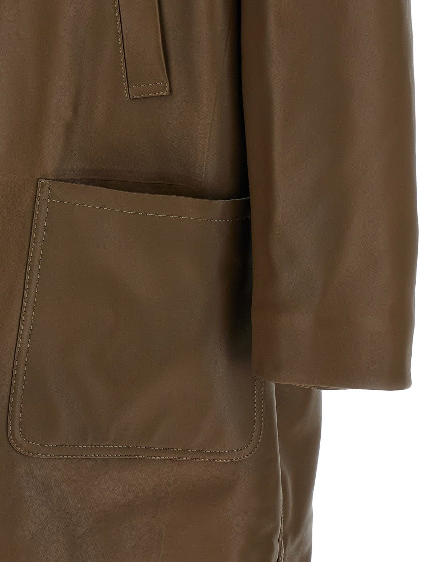 Fendi Double-Breasted Leather Coat