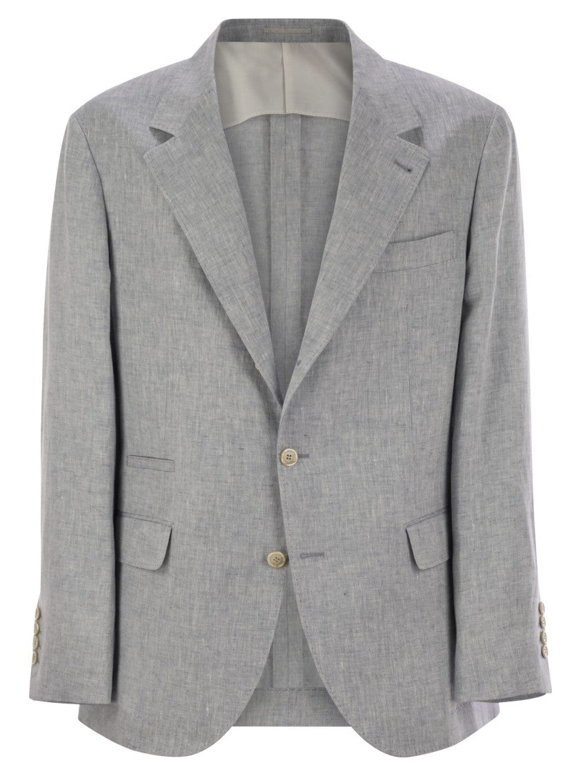 Brunello Cucinelli Deconstructed Jacket In Délavé Linen