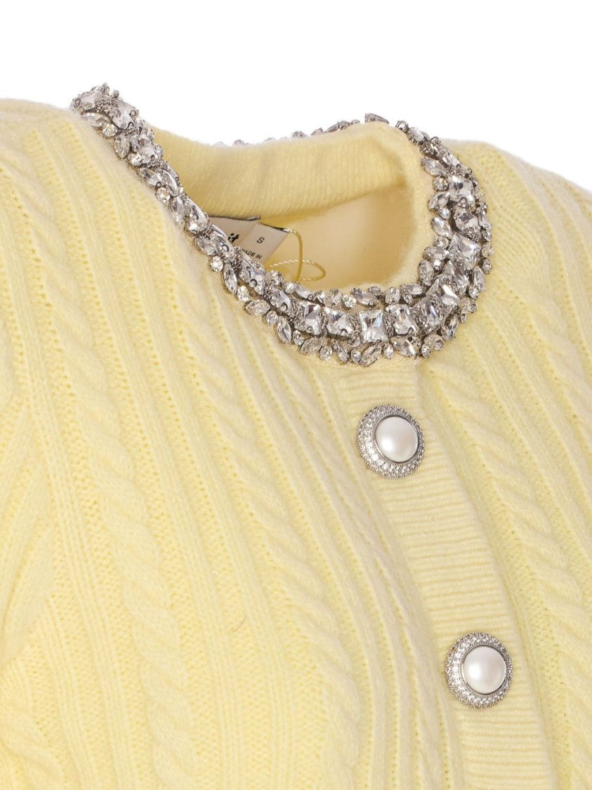 Self-Portrait Yellow Alpaca Cardigan