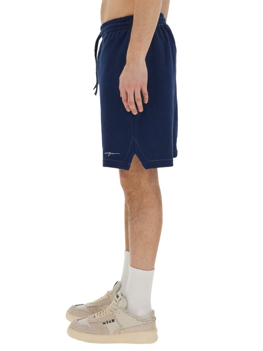 Msgm Bermuda Shorts With Embroidered Logo