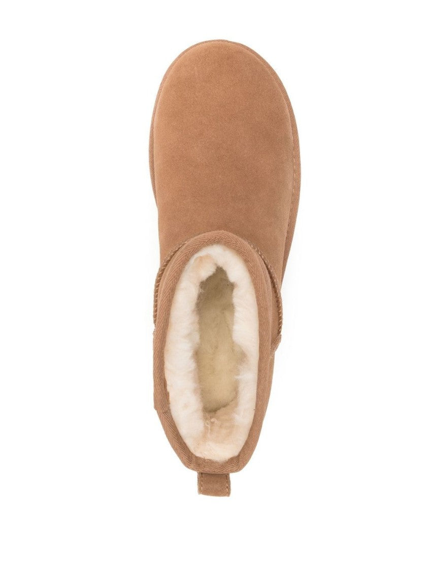 Ugg Round Toe Brown Calf Leather Ankle Boots
