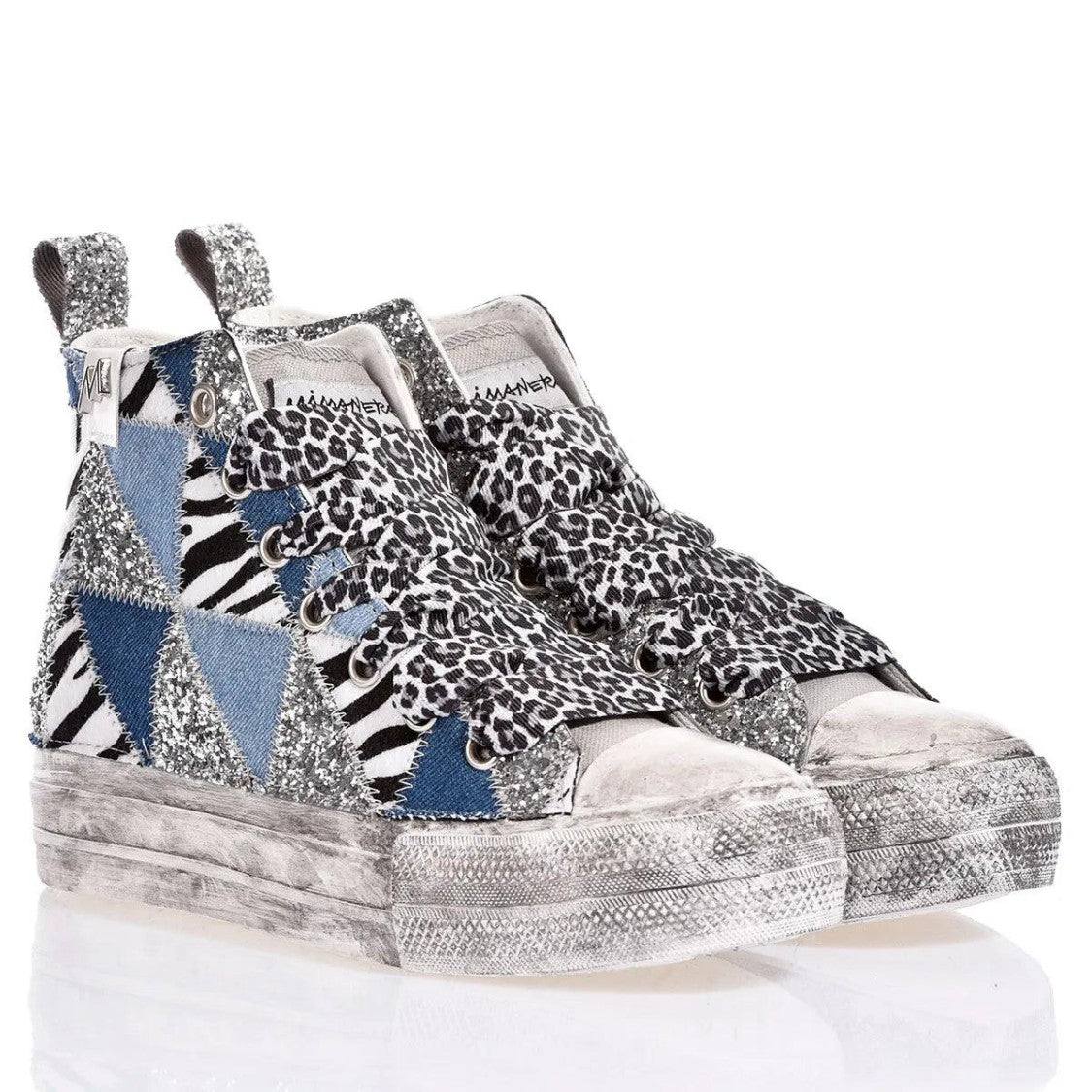 Mimanera Airlines Platform Denim Patch Sneakers