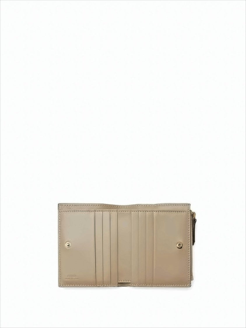 Fendi Compact Sheepskin Wallet With Geometric Embossing