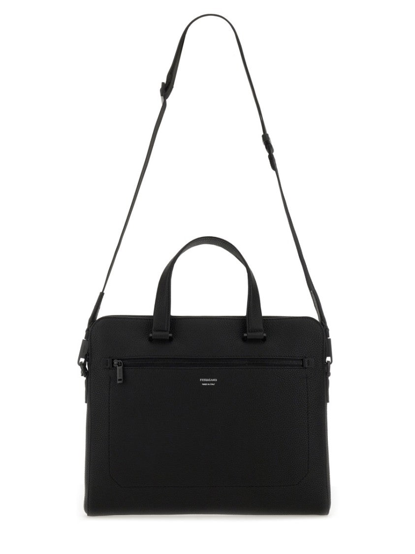 Ferragamo Structured Leather Business Bag
