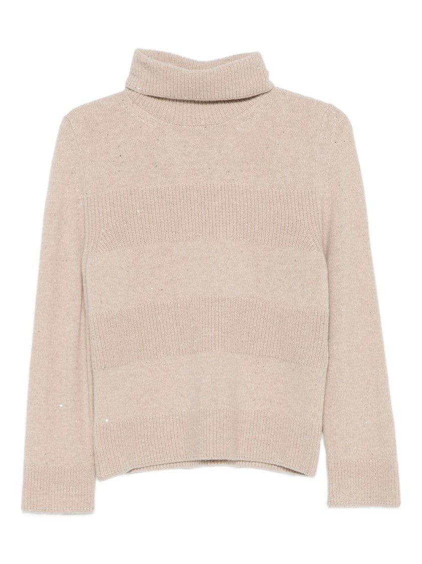 D. Exterior Textured Knit Sweater With Classic Crew Neckline