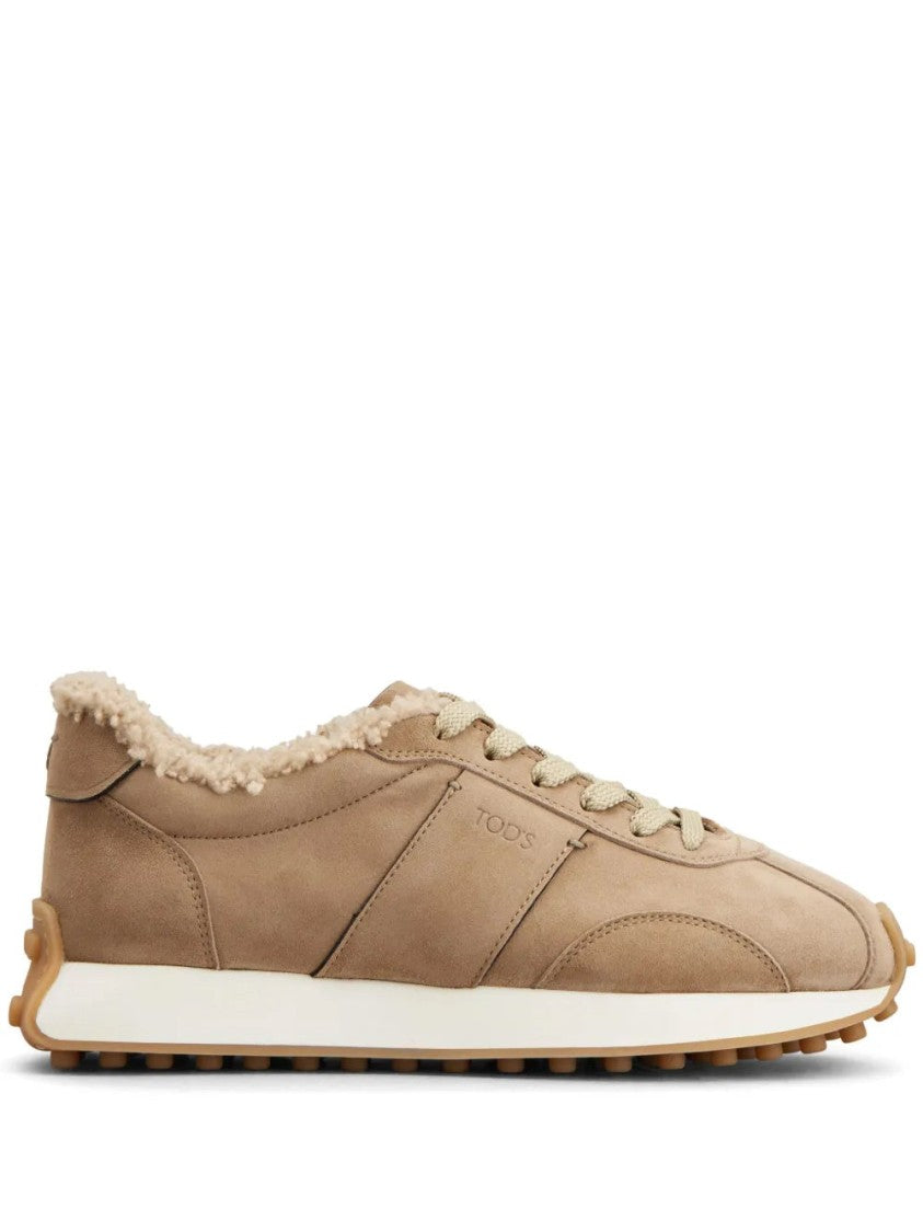 Tod's Brown Cow Leather Trainers With Plush Lining