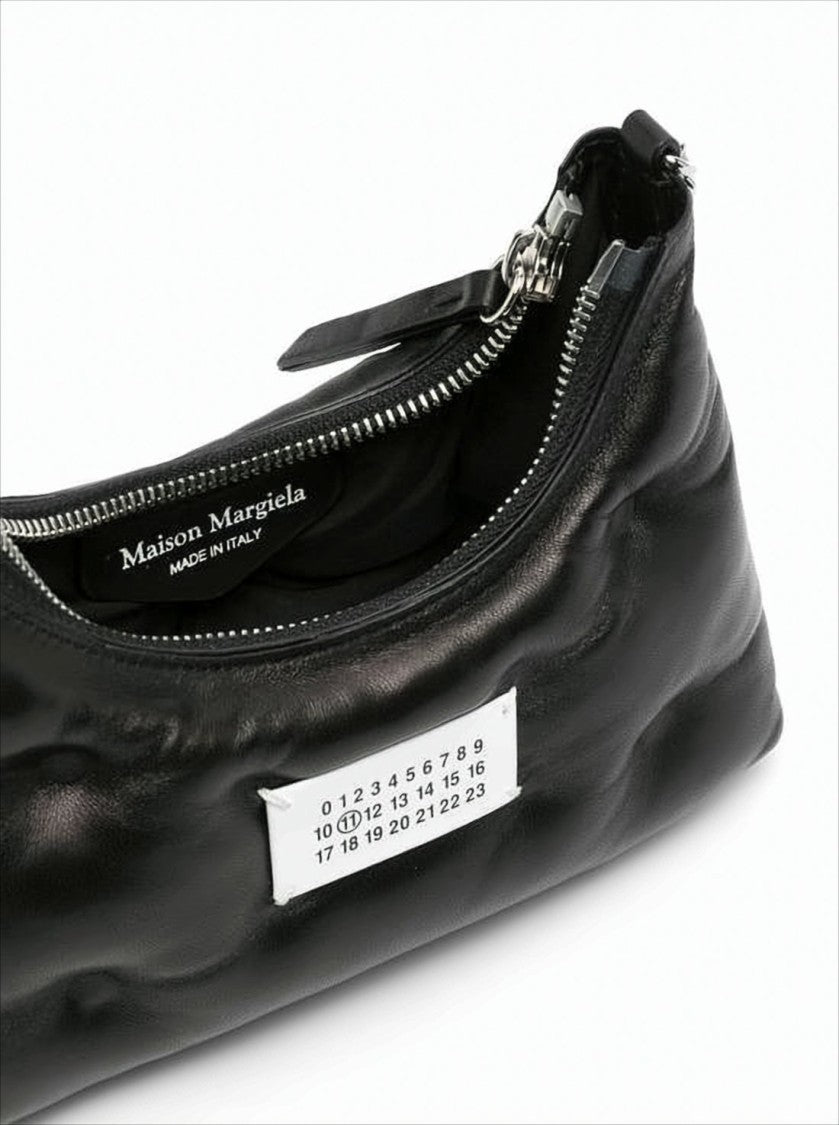 Maison Margiela Quilted Calf Leather Shoulder Bag With Silver Chain Strap