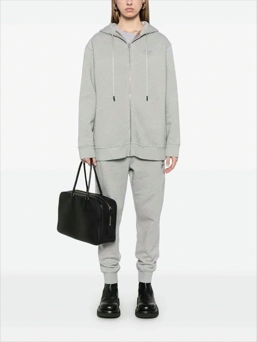 Fendi Relaxed Fit Grey Jogger Pants With Embroidered Logo